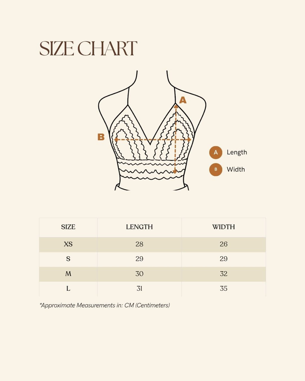 Handmade Crochet Top Sizing Chart