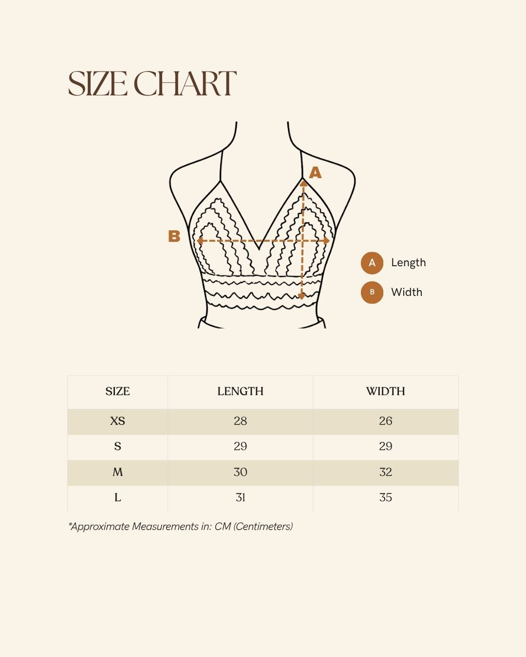 Handmade Crochet Top Sizing Chart