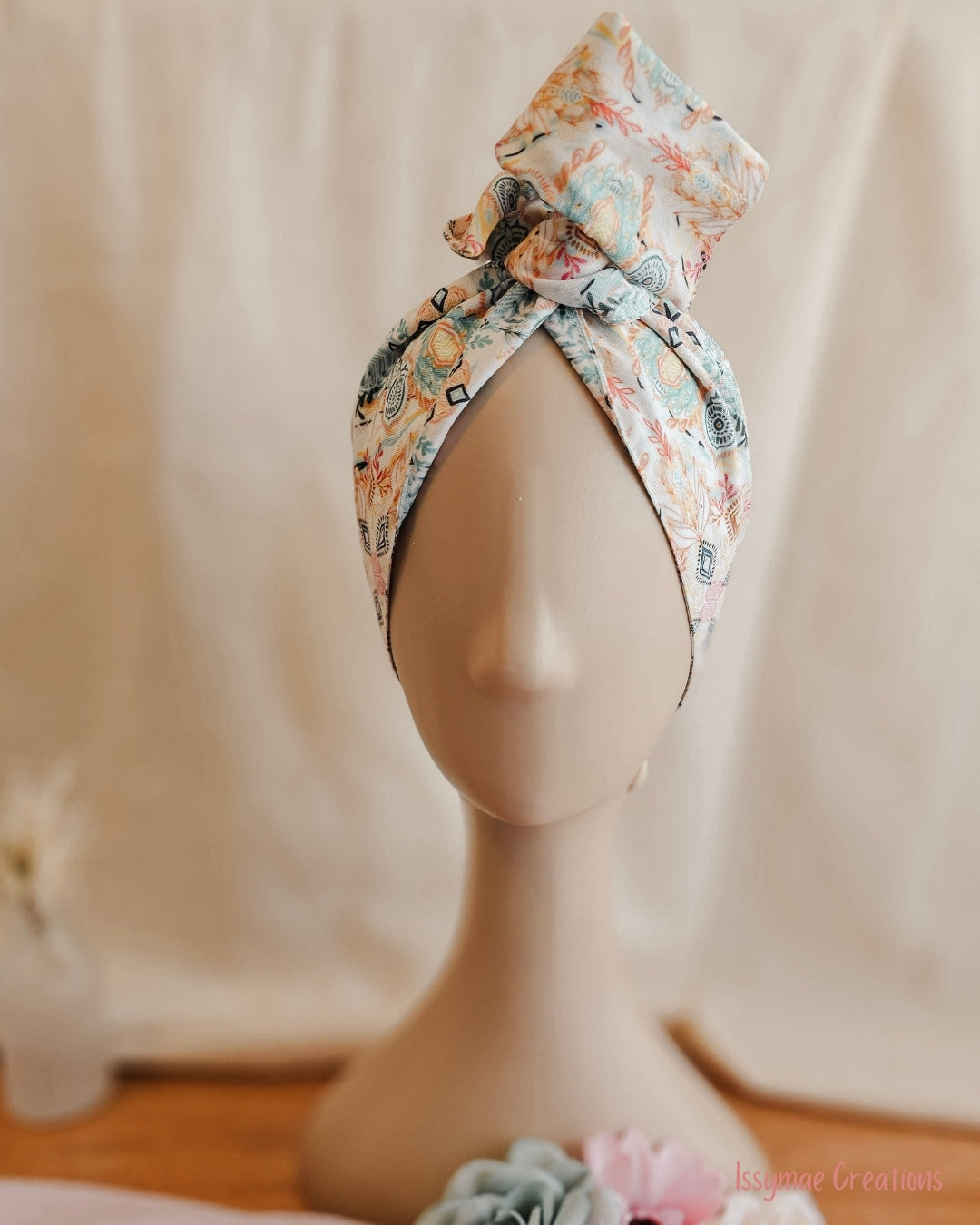 Front: “Boho BloomWire Head Wrap shown from the front”