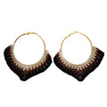 Crochet Hoop Earrings - Front View - Gold 
