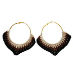 Crochet Hoop Earrings - Front View - Gold 