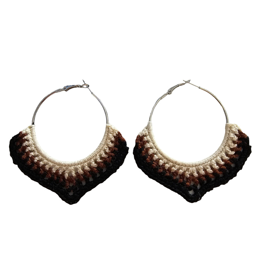 Ladies Crochet Earrings - Front View - Silver