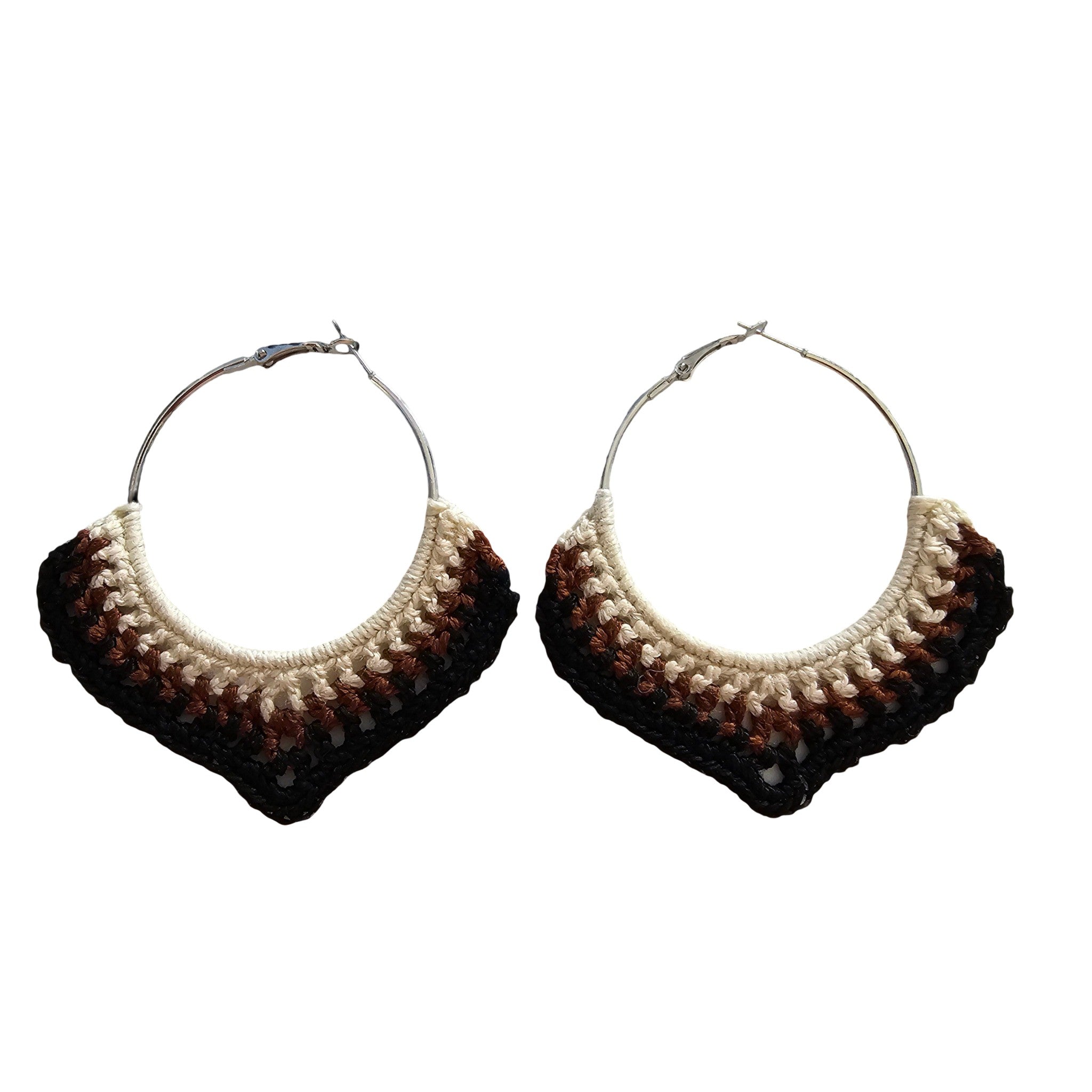 Ladies Crochet Earrings - Front View - Silver