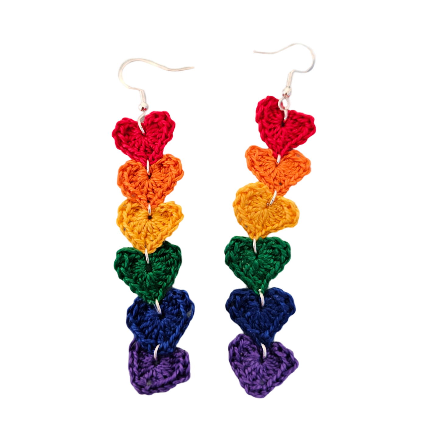 Rainbow Hearts Crochet Earring