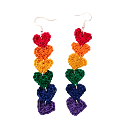 Rainbow Hearts Crochet Earring