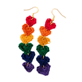 Rainbow Hearts Crochet Earring
