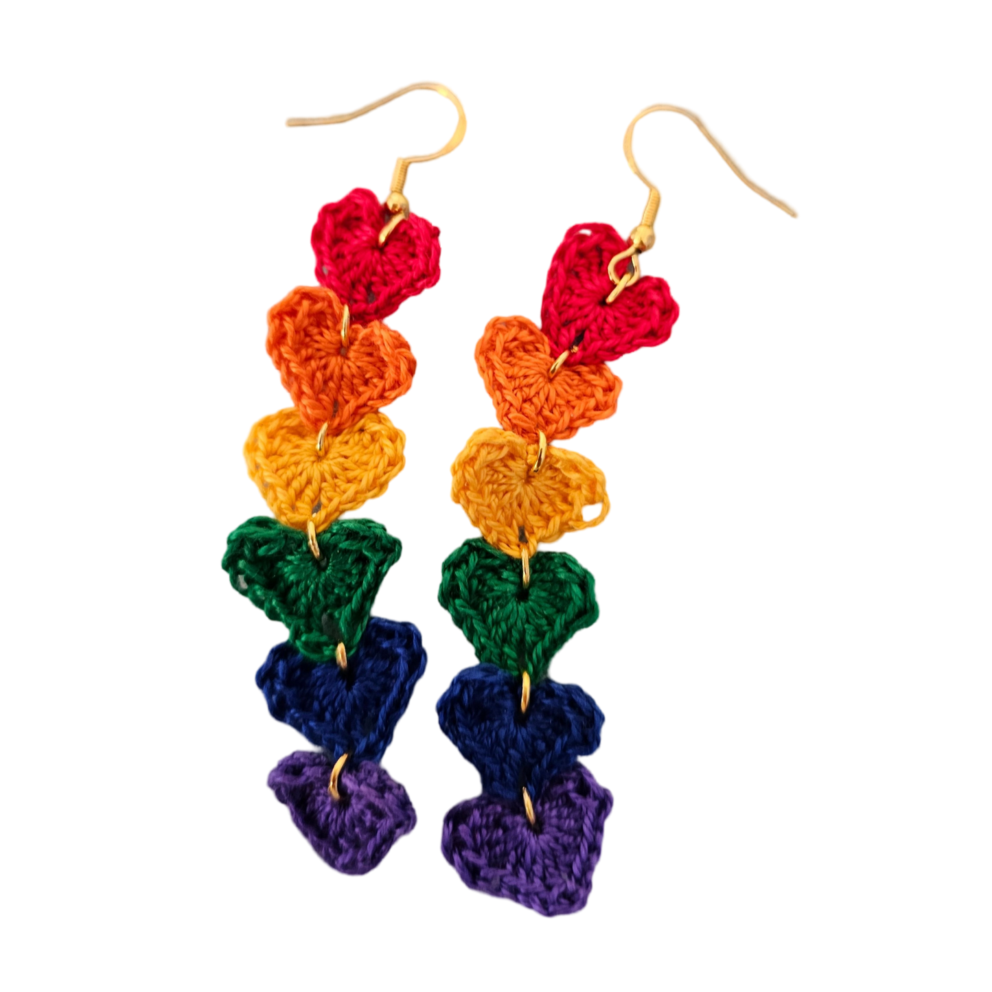 Rainbow Hearts Crochet Earring