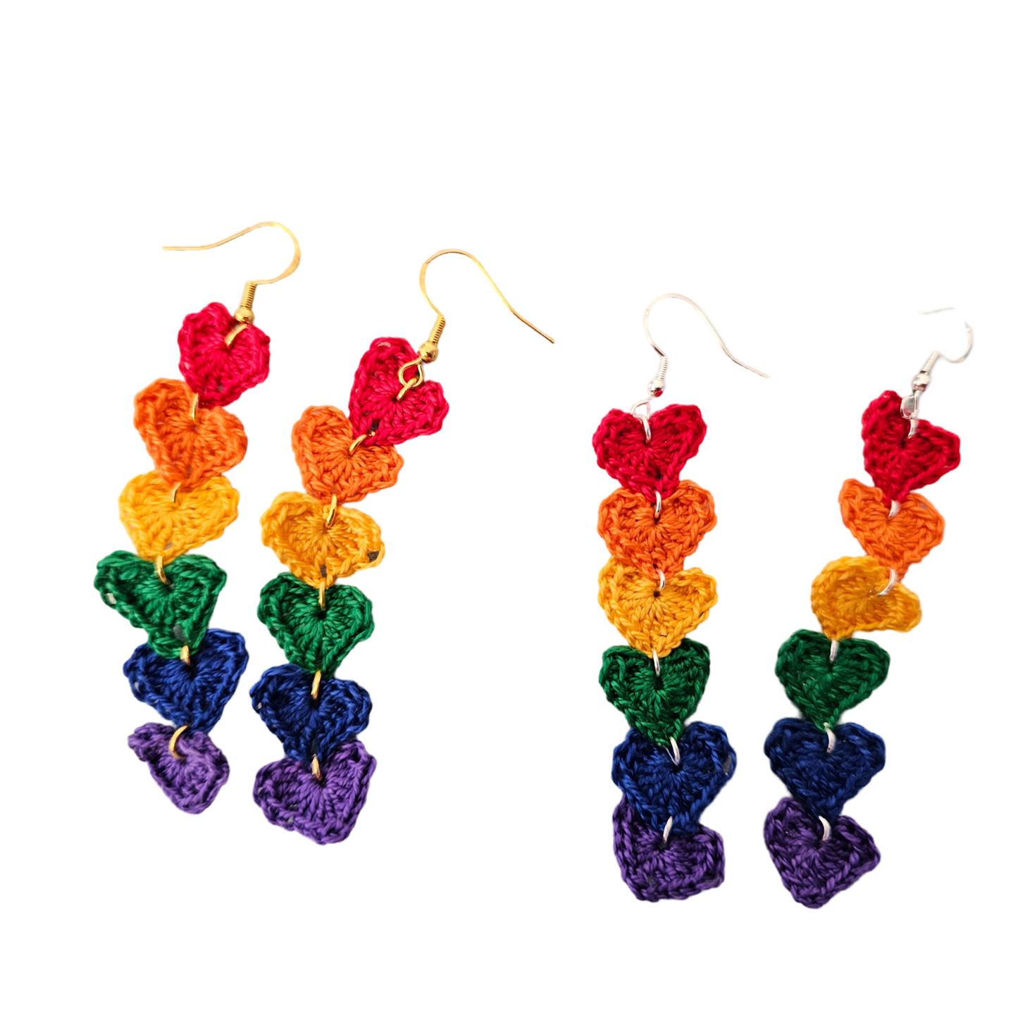 Rainbow Hearts Crochet Earring