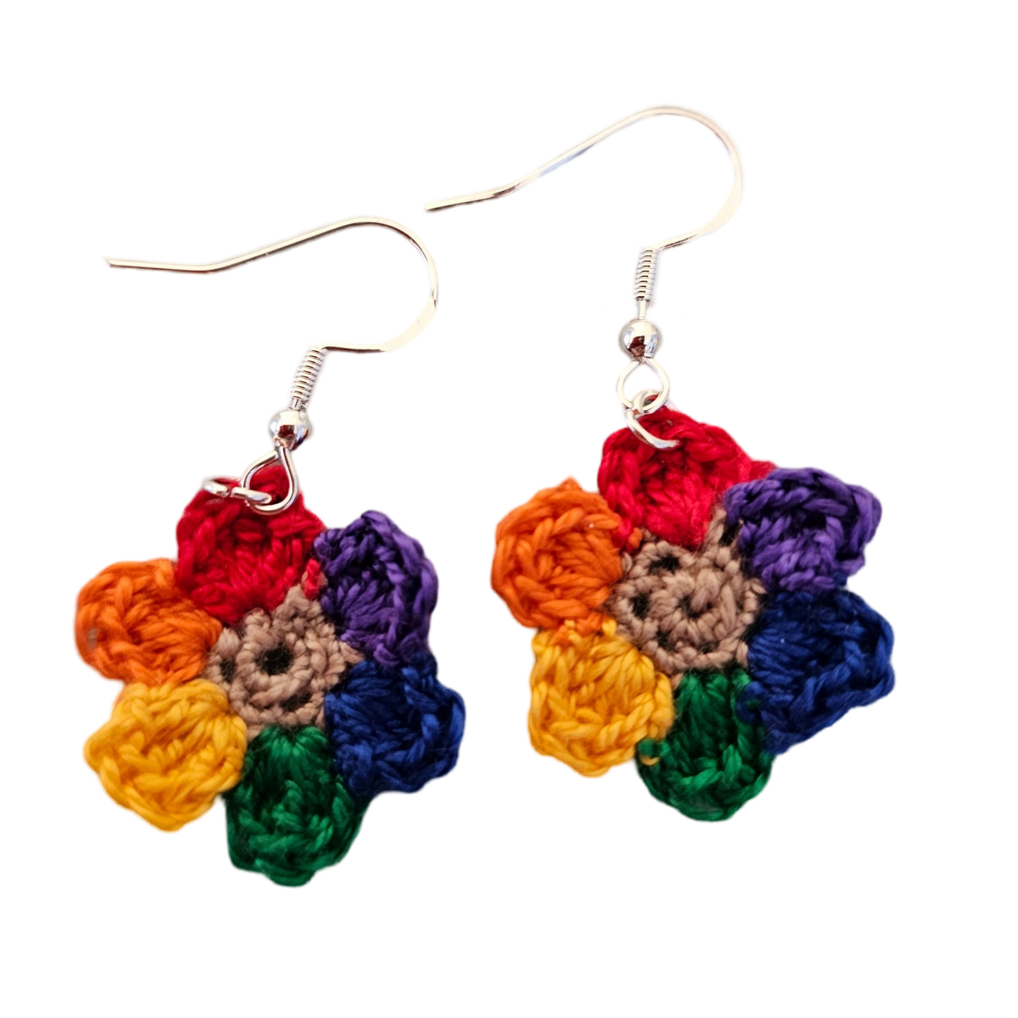 Rainbow Flower Crochet Earring