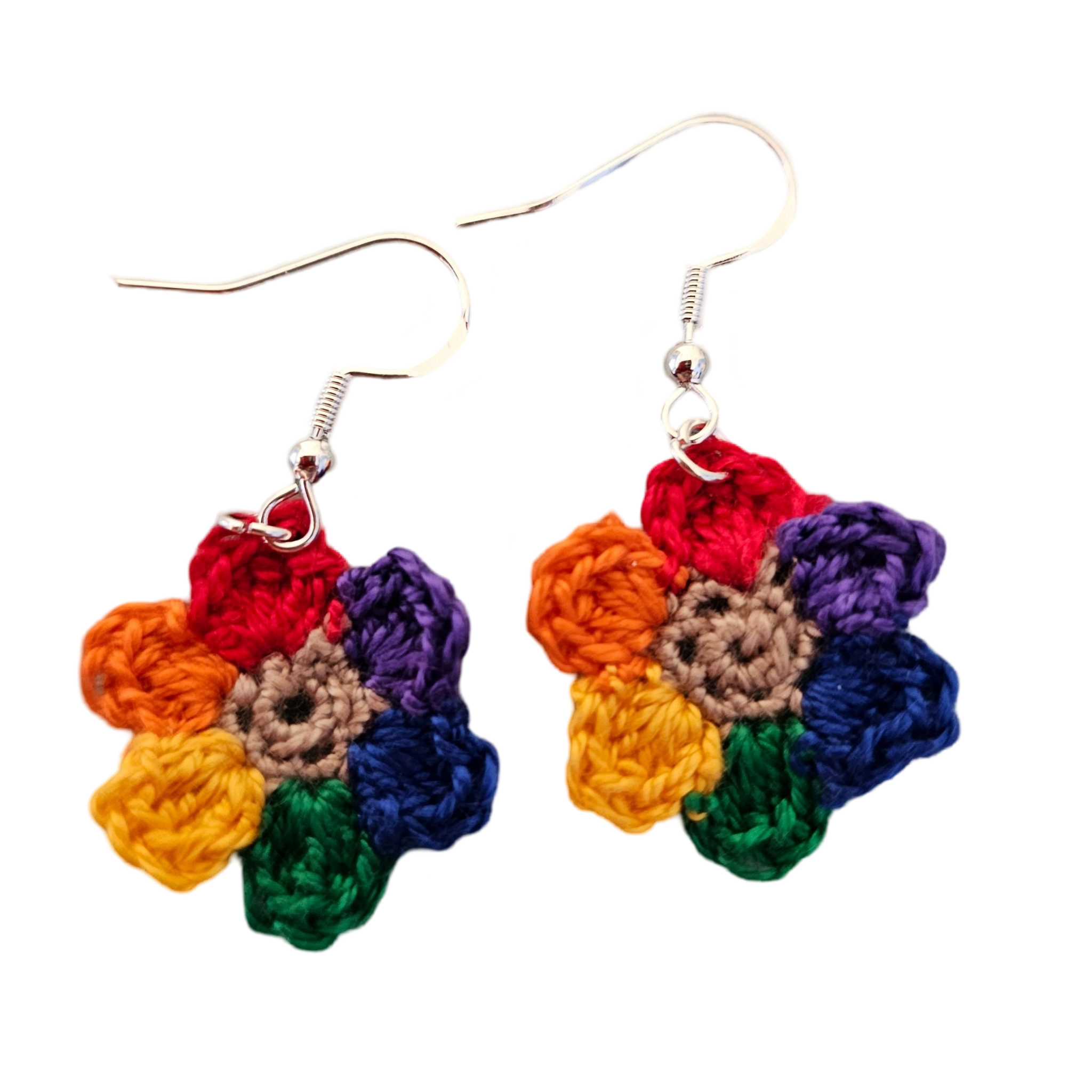 Rainbow Flower Crochet Earring