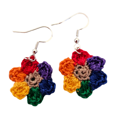 Rainbow Flower Crochet Earring