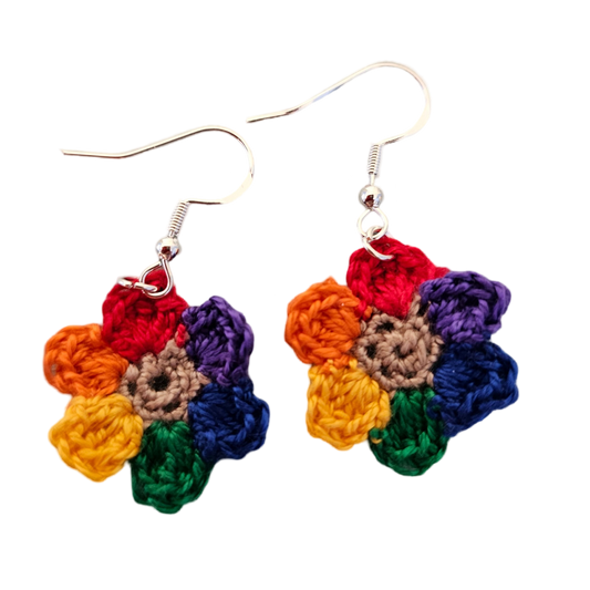 Rainbow Flower Crochet Earring