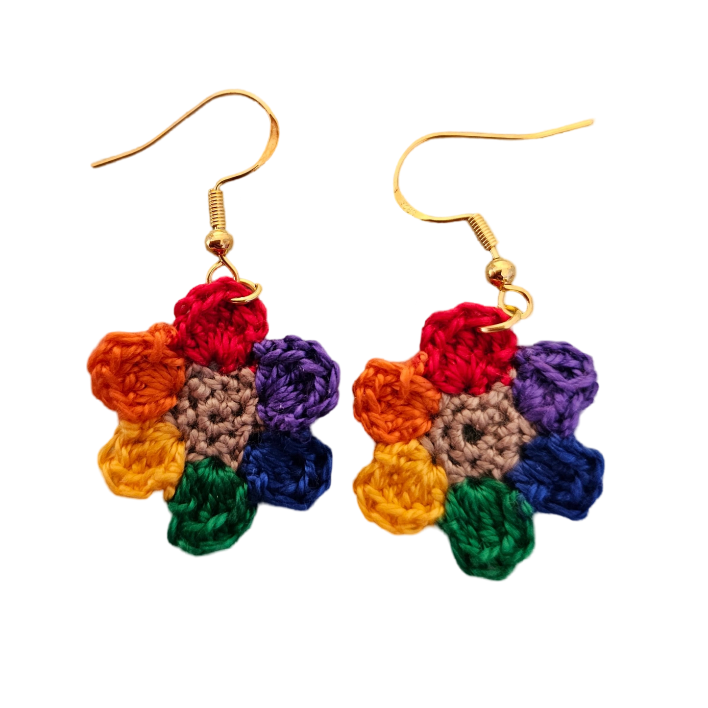 Rainbow Flower Crochet Earring