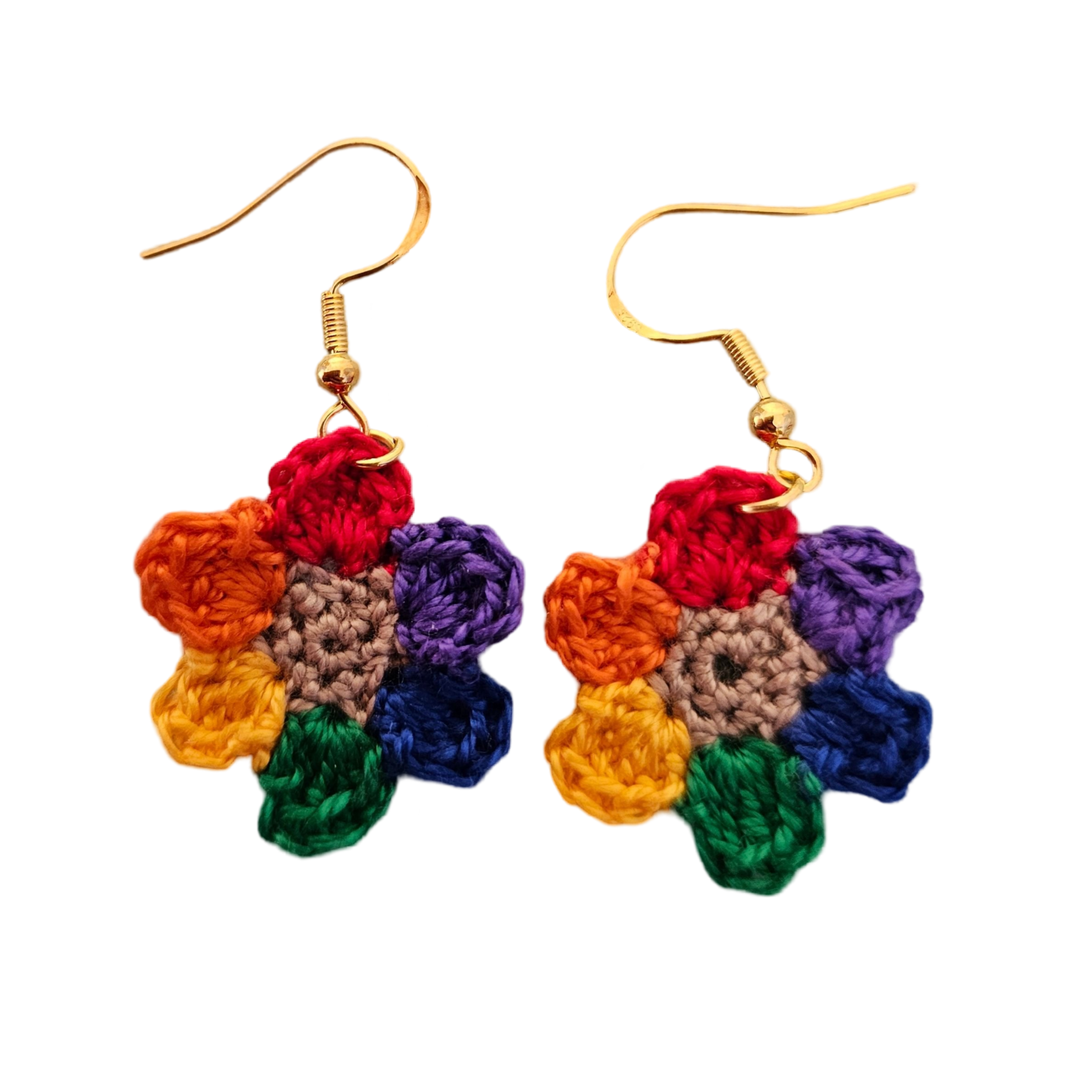Rainbow Flower Crochet Earring