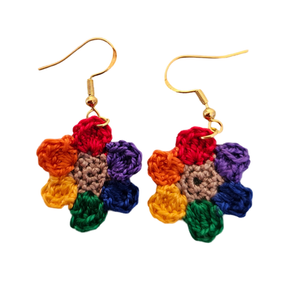 Rainbow Flower Crochet Earring