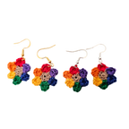 Rainbow Flower Crochet Earring