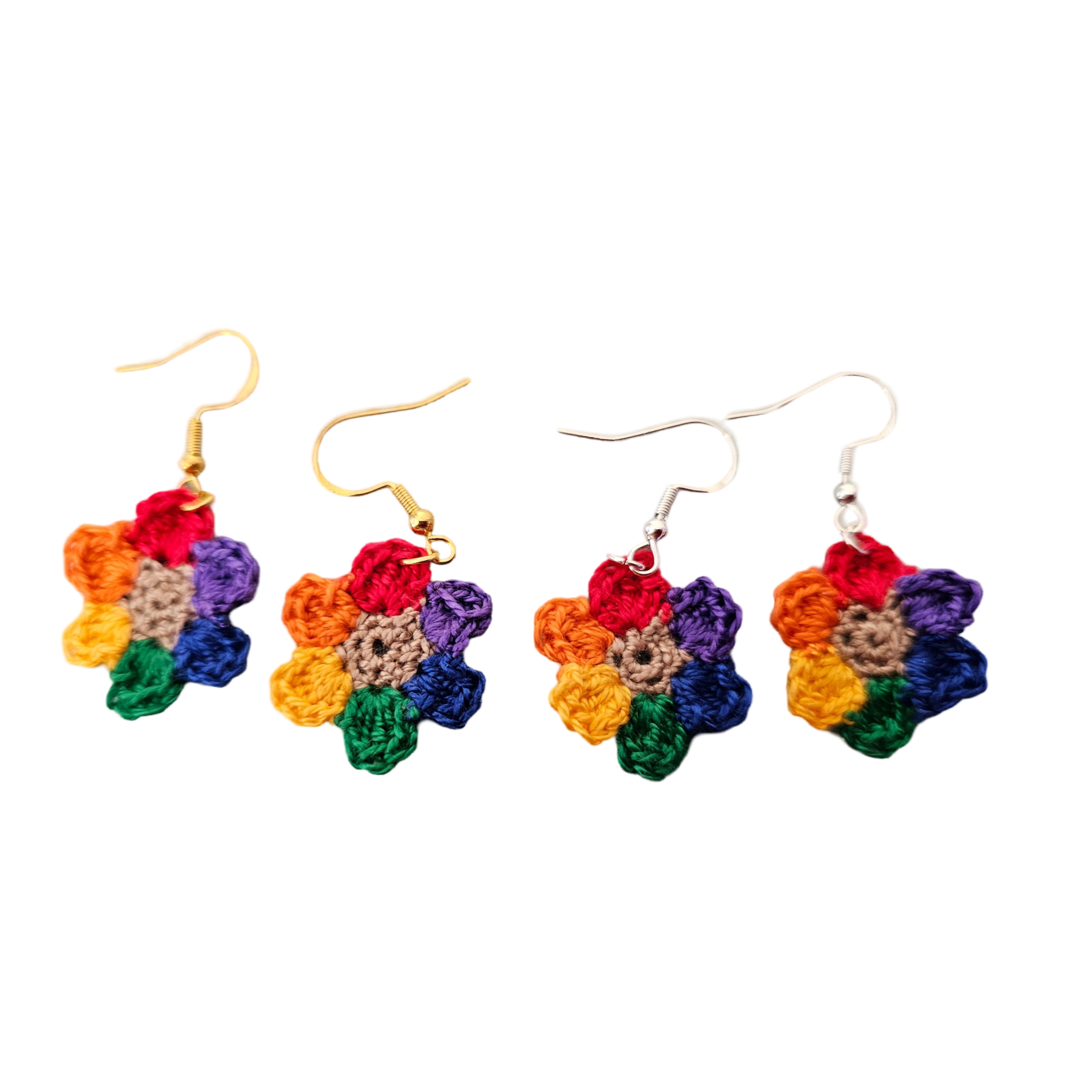 Rainbow Flower Crochet Earring