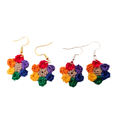 Rainbow Flower Crochet Earring