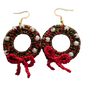 Christmas Crochet Earrings - Gold Wreath