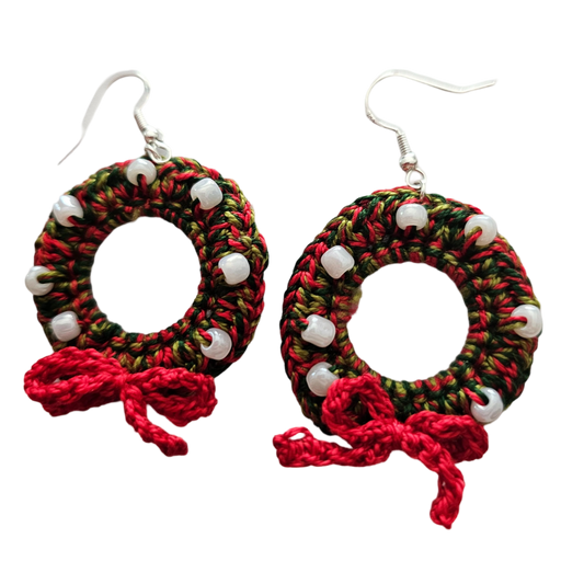 Christmas Wreath Crochet Earring