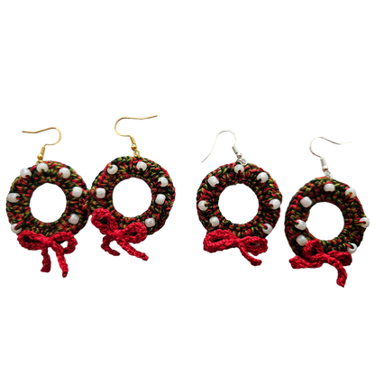 Christmas Crochet Earrings - Wreath