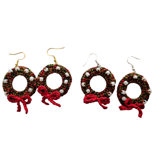 Christmas Wreath Crochet Earring