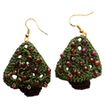 Christmas Crochet Earrings - Gold Trees