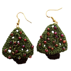 Christmas Crochet Earrings - Gold Trees