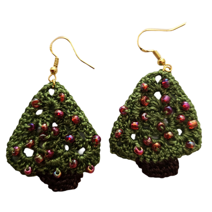 Christmas Tree Crochet Earring