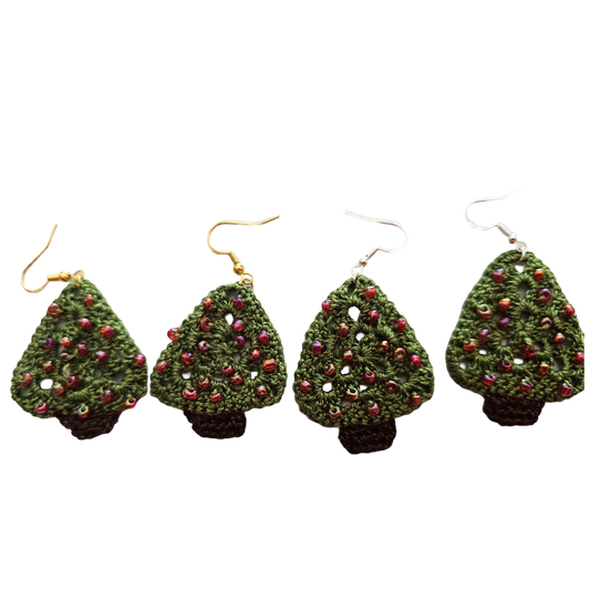 Christmas Tree Crochet Earring