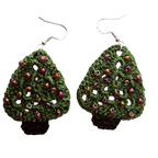Christmas Crochet Earrings - Silver Trees