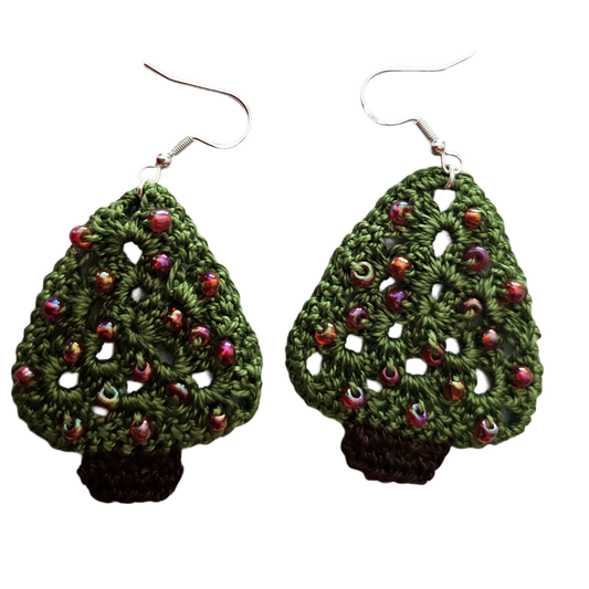 Christmas Tree Crochet Earring