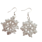 Christmas Crochet Earrings -  Silver -Snow Flakes