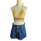 Crochet Top - Yellow lace Front View