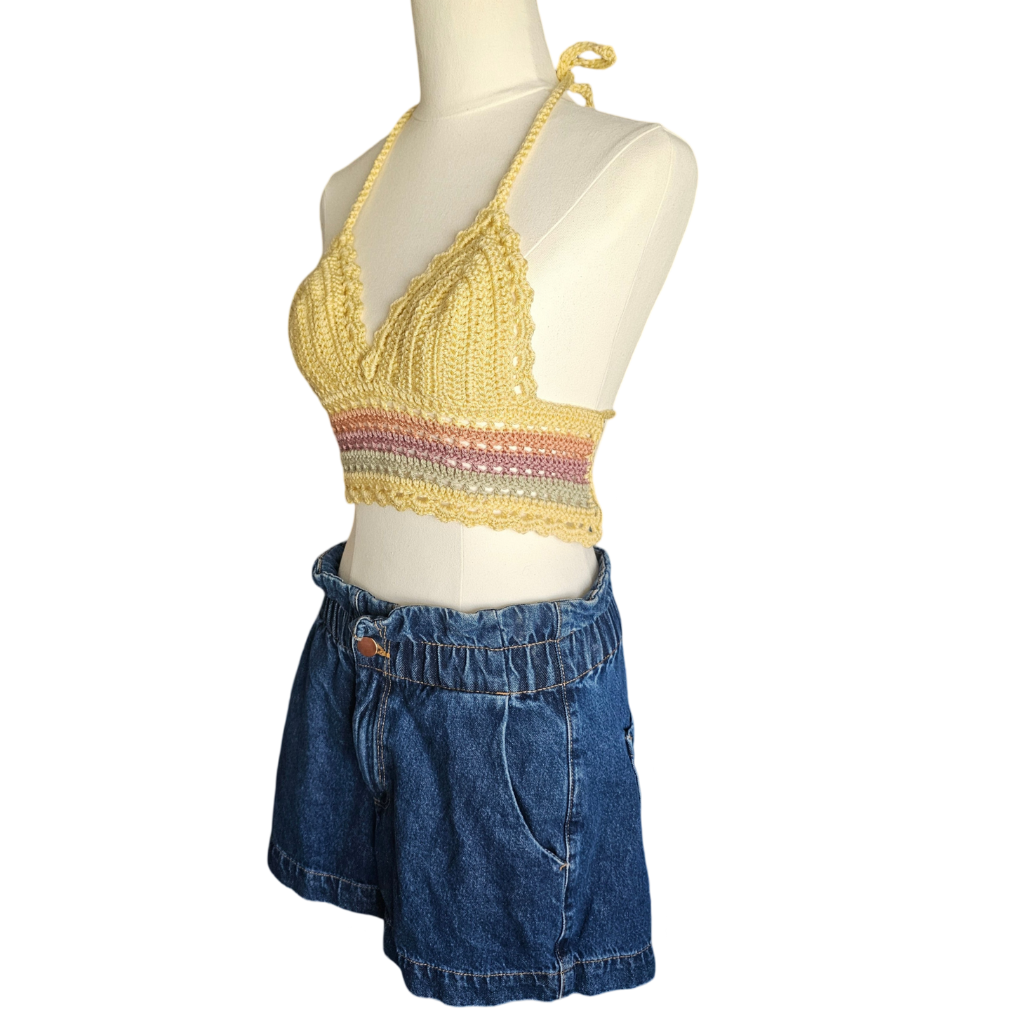 Crochet Top - Yellow Lace Side View