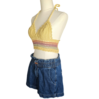 Crochet Top - Yellow Lace Side View