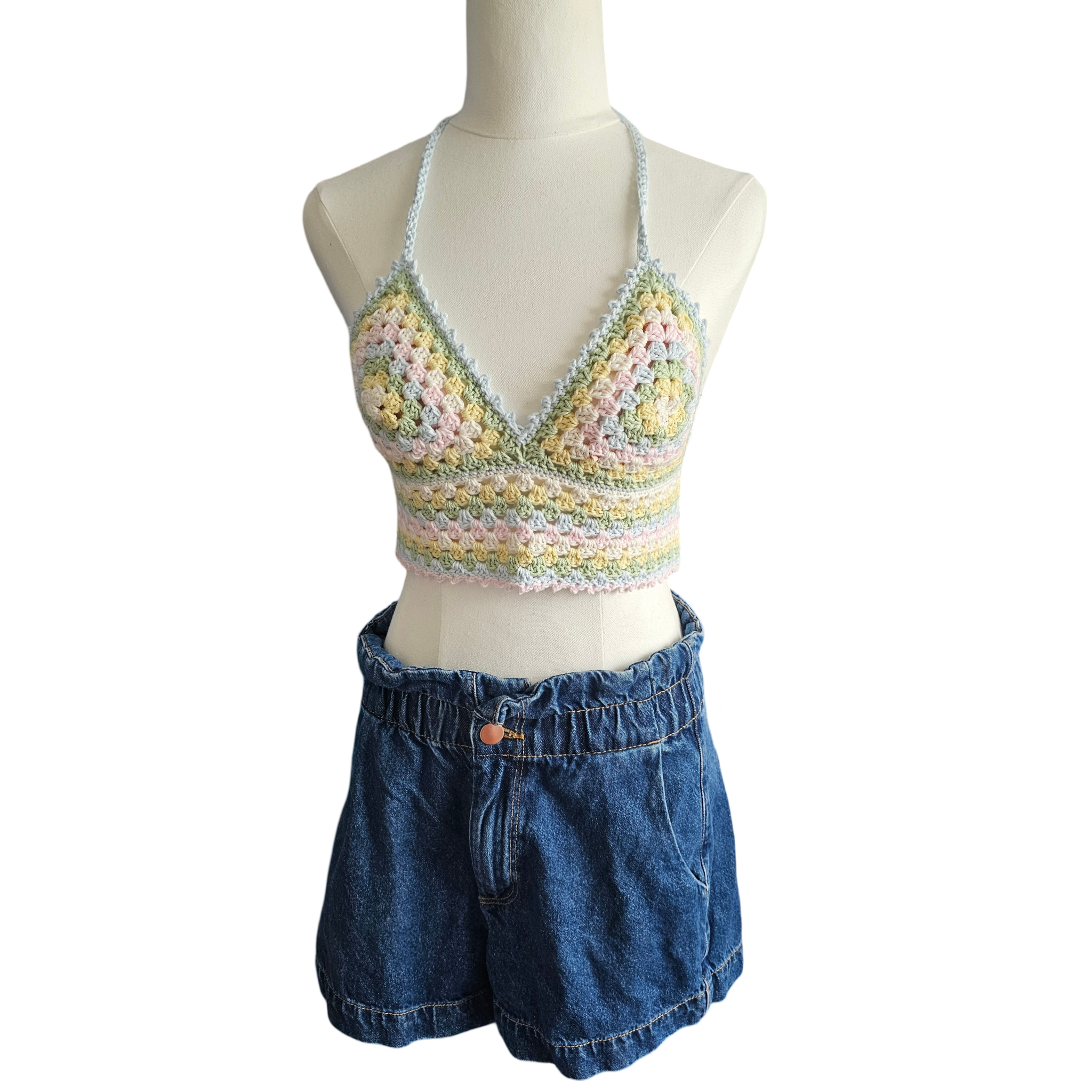 Crochet Top - Pastel Colours Front View