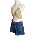 Crochet Top - Medium Tan/Cream Side View