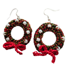 Christmas Crochet Earrings - Silver Wreath