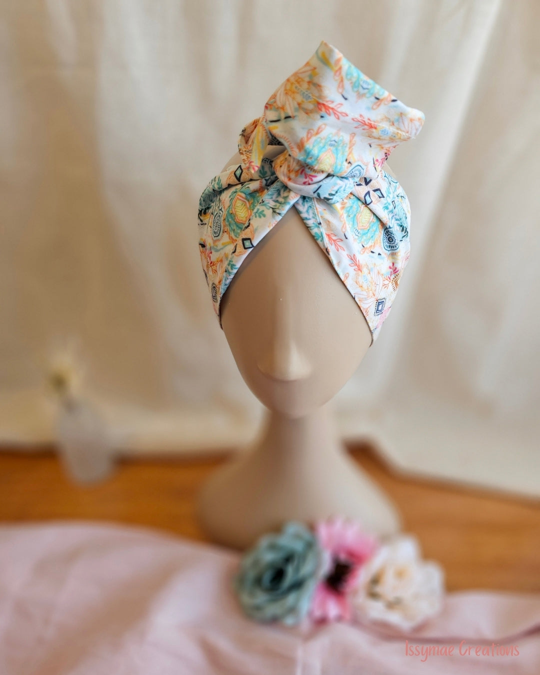 Top view of the Boho BloomWire Head Wrap