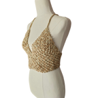 Crochet Top - Tan/Cream Side View