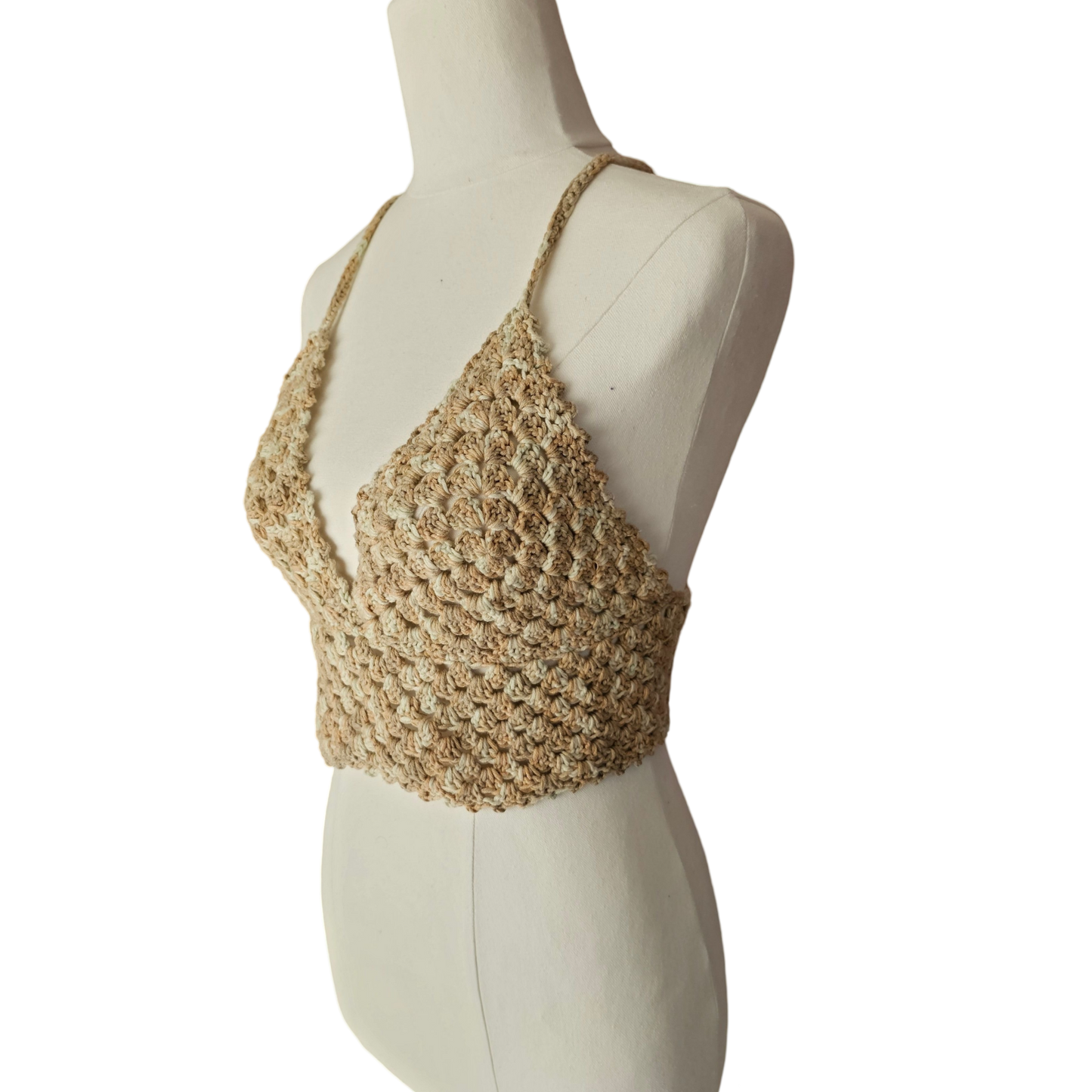 Crochet Top - Tan/Cream Side View