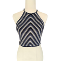 Crochet Top - Blue V Top Front View