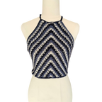 Crochet Top - Blue V Top Front View