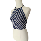 Crochet Top - Blue V Top Side View