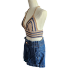 Crochet Top - Beige/Navy Side View