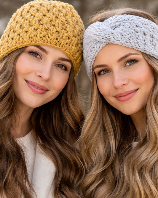 Messy Bun Beanie & Headband Bundle